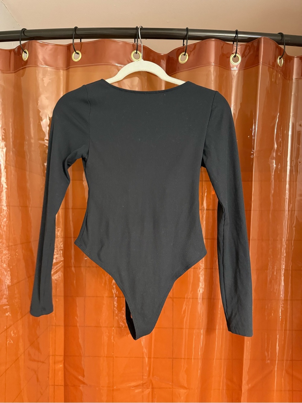 Girlfriend Collective Black Long-Sleeve Bodysuit - Classic Scoop Back